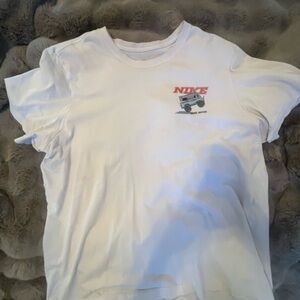 Nike White Tee with Red Logo and Graphic